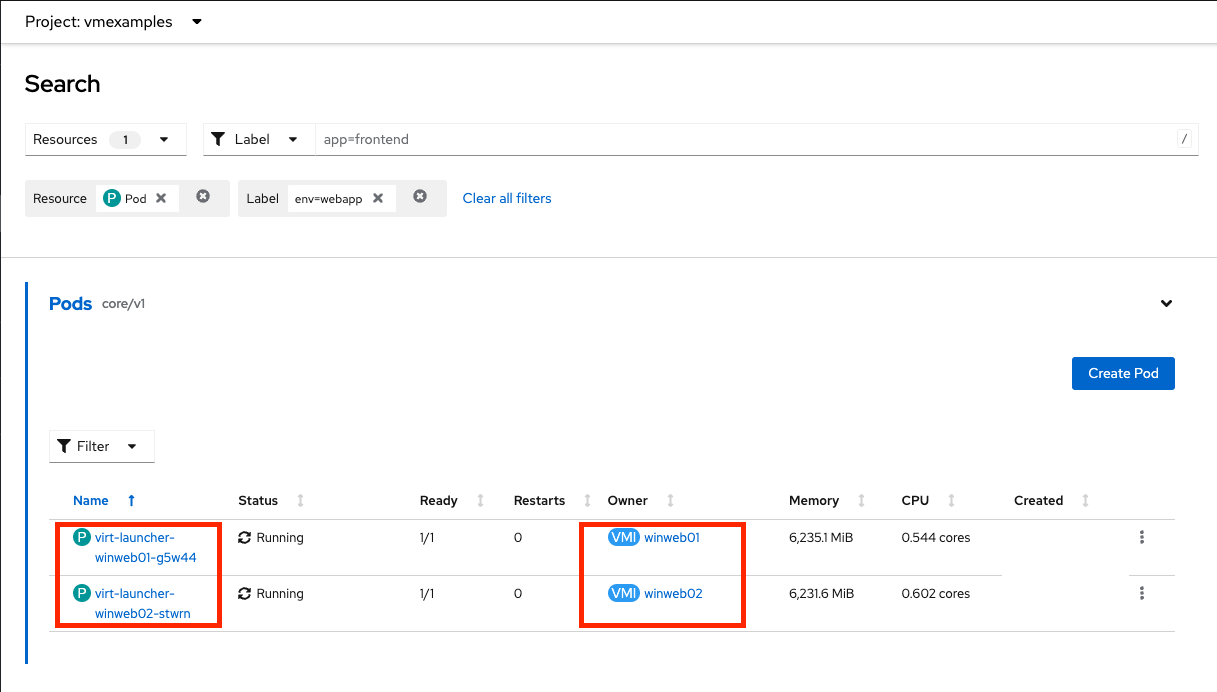 62 01 VMWARE VMs podSelector verification